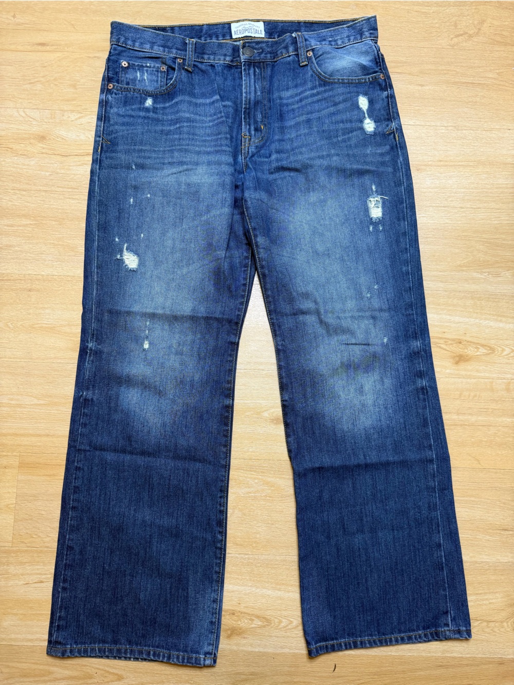 Aeropostale Benton Bootcut Men's Blue Distressed Jeans 36/34